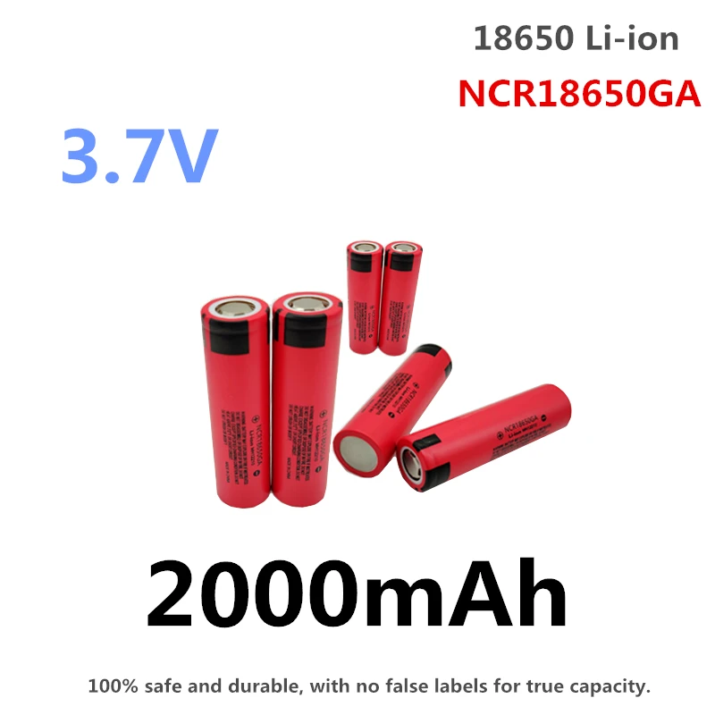 

100% safe and durable, actual capacity 3.7V 18650 2000mAh lithium-ion NCR18650GA rechargeable multifunctional battery