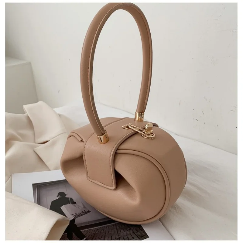   Round Ball Women's Handbag Brand Designer Bowling Bag PU Leather Mini Shoulder Bags Female Luxury Purse Fashion Armpit Bag
