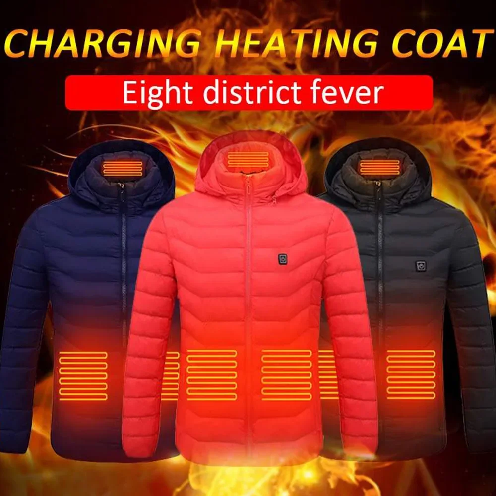 

Men Women Heated Jacket Winter Warm USB Heating Vest Smart Hooded Heated Coat Clothes Thermal Warm Outdoor Camping Hiking Jacket