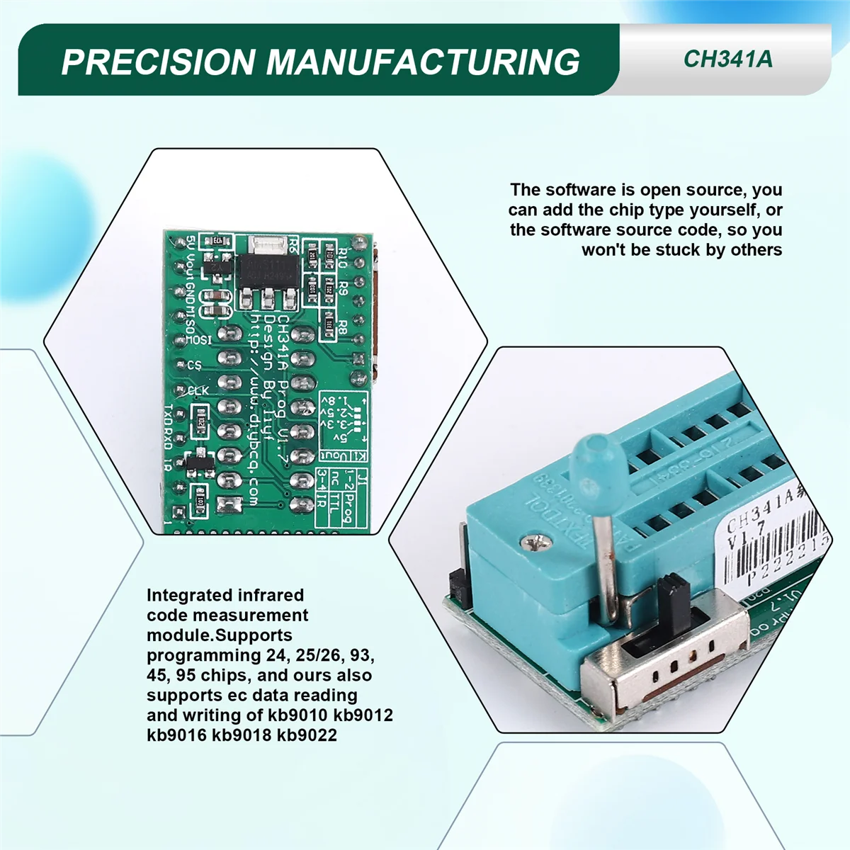Top!Ch341A Programmer V1.7 1.8V Level Shift W25Q64Fw W25Q128Fw Gd25Lq64