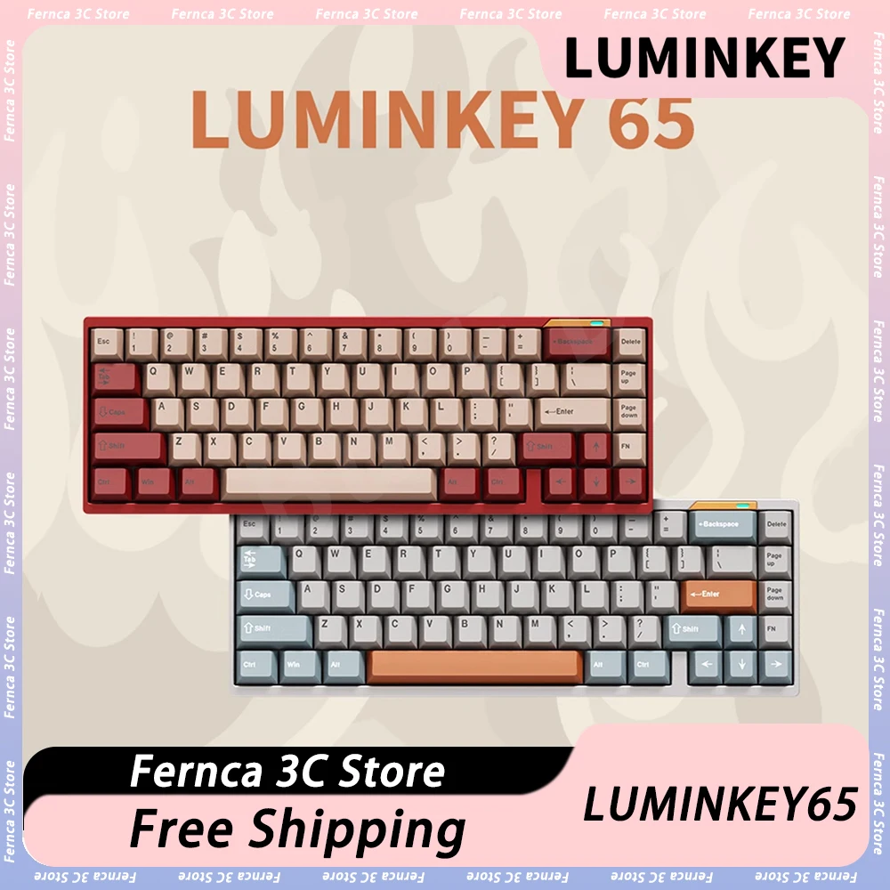 

LUMINKEY65 Mechanical Keyboard Three Mode Low Delay Customized Aluminium Alloy Wireless Gaming Keyboard Hot Swap Pc Gamer Gifts