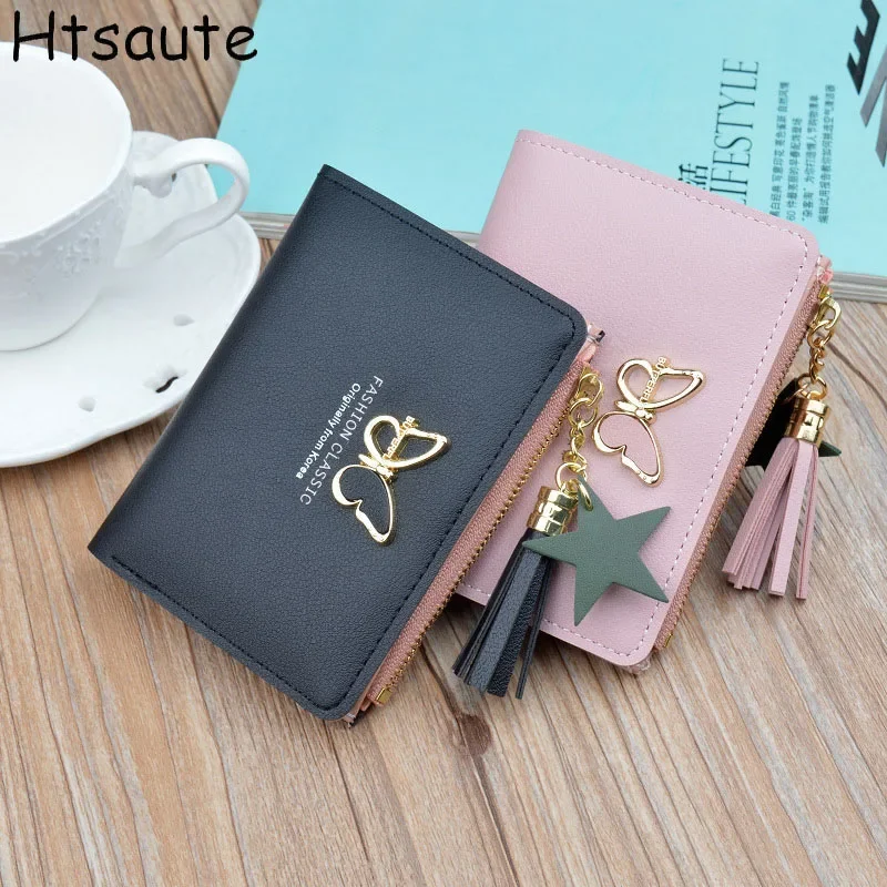 

Butterfly Short Women Wallets PU Leather Lady Luxury Tassels Wallet Hasp Mini Wallet Trendy Coin Purse Ladies Card Holder Pouch