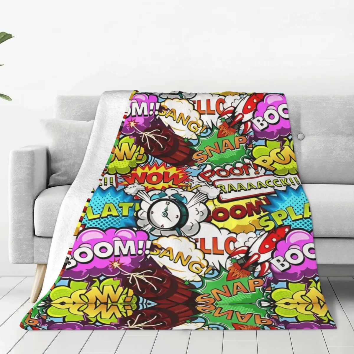 Warm Soft Blanket Picnic Comic Book Explosion Graffiti Art Pattern Bedding Throws Flannel Bedspread For Outdoor Sofa Bed Cover