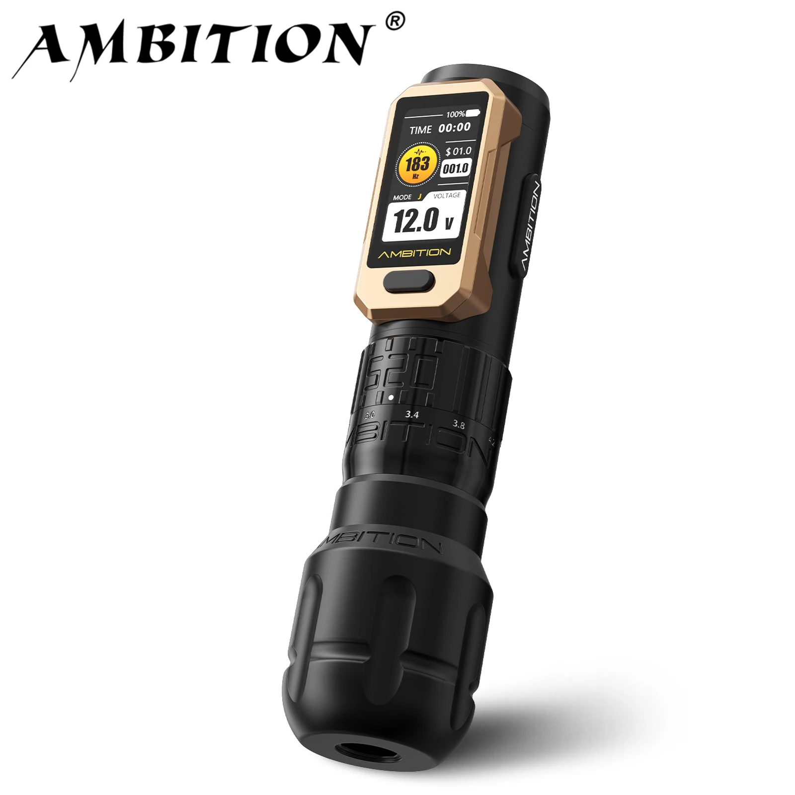 Ambition Soldier Pro 520 Adjustable Stroke 2.2-4.2mm Wireless Tattoo Machine Tattoo Pen Torque 520g.cm Coreless Motor 2400mAh