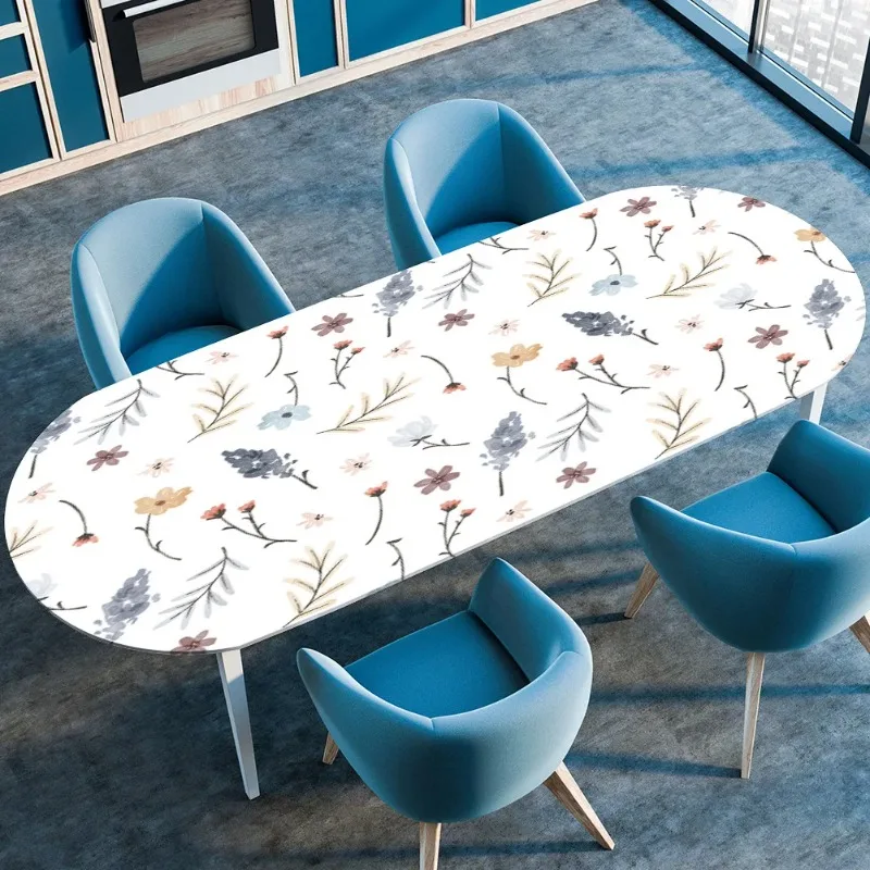 Elastic Stretch Oval Fitted Table Cover for Kitchen Dining Wedding Party Outdoor Courtyard Waterproof Tablecloth Oil-Resistant