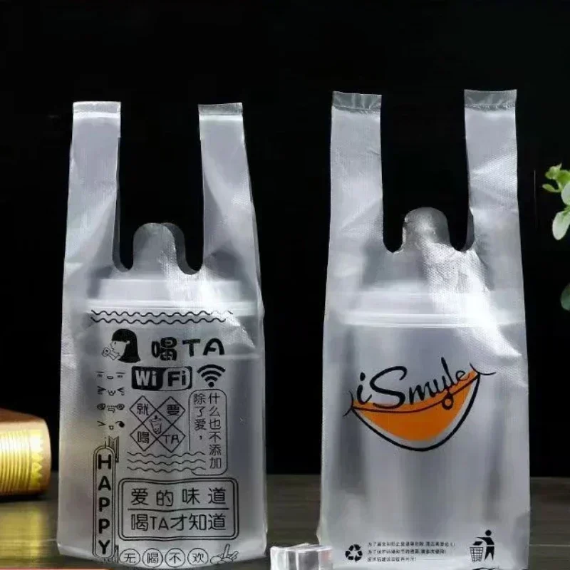500pcs Milk Tea Coffee Cup bagss Disposable Single Cup Portable Plastic bags Portable bags pouch for Takeaway Drinks