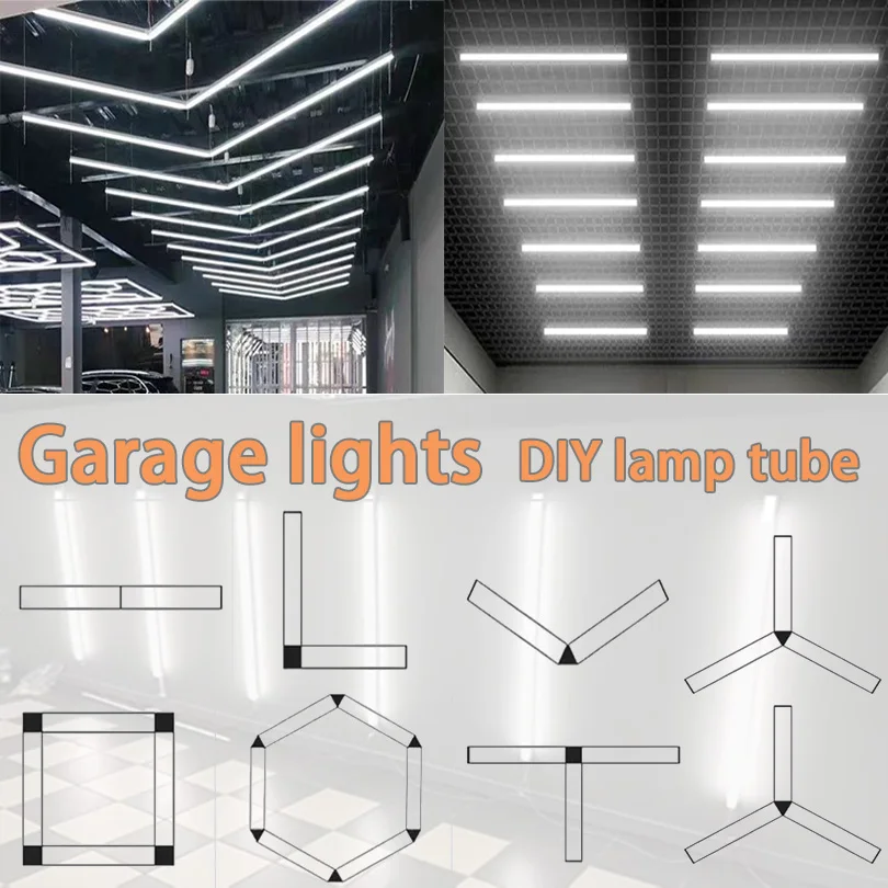 Hexagon LED lighting for DIY Garage Barbecue Shop Barbershop Gym Bar Car Showroom 4S Workshop Ceiling Light Honeycomb Tube