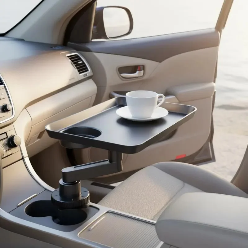 Universal Car Cup Holder Tray High-Quality 360° Rotating Adjustable Food & Drink Organizer