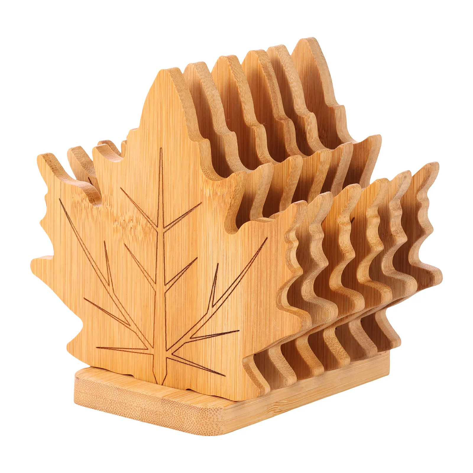 

6 шт., коврик для горячей кастрюли, дизайн с кленовым ливом, подставка, деревянные подставки, декоративные, против ожогов, термостойкий коврик для стола, подставка для салфеток, держатель
