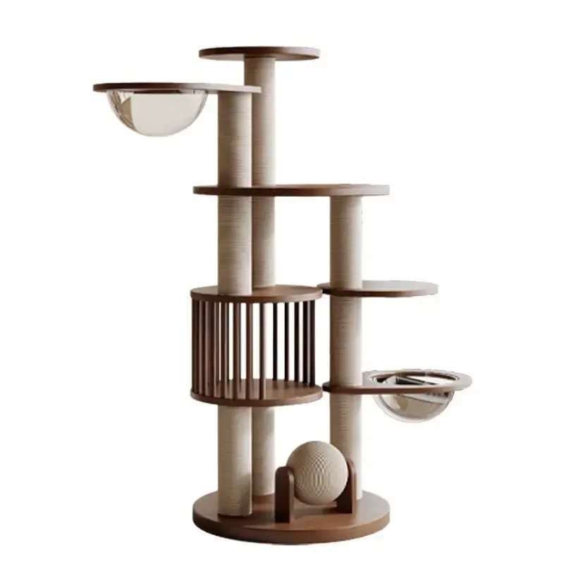 Cat climbing frame Solid wood multi-layer space capsule for big cats Occupies a small area