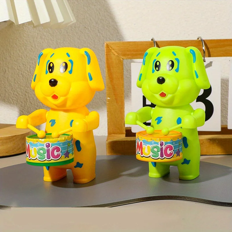 1 SZT. Urocza zabawka nakręcana z motywem królika, psa, słonia, grająca na bębenie, zabawka edukacyjna nakręcana na kluczek, prezent dla dziecka, zabawki nakręcane dla dzieci