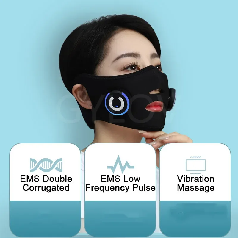 อุปกรณ์ยกกระชับใบหน้าเครื่องนวดหน้าหน้ากากผ้าพันแผลไมโครปัจจุบันผิวกระชับยกสปาใบหน้า EMS การดูแลผิวหน้าเครื่องมือความงาม