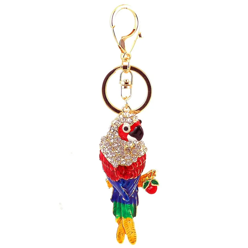 Rhinestone Parrot Keychain, Crystal Purse Bag Keyring, Chaveiro Acessórios, Presente Do Partido Do Casamento