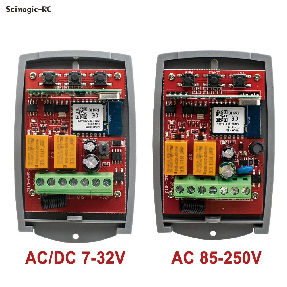 Universal 433mhz Garage Door Gate Receiver 2CH Wifi RF Module Work With Tuya SmartLife APP Alexa 433.92MHz Remote Control