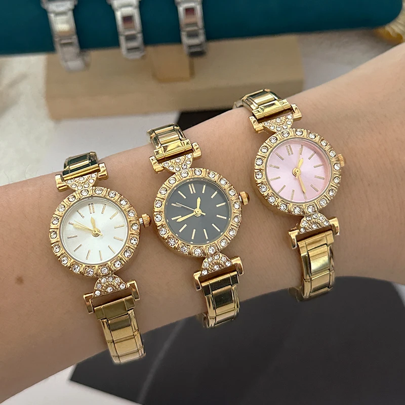 Vintage Zircon 9MM Width Italian Charm Square Round Watch Head High Quality Stainless Steel Bracelets Bangle For Birthday Gifts