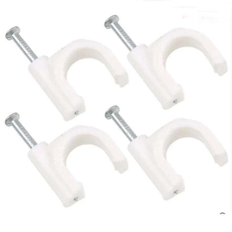 100PCS Round Cable Wire Clips 4mm 6mm 8mm 10mm Cable Management RG6 CAT6 RJ45 Electrical Wire Cord Tie Holder Circle Cable Clips