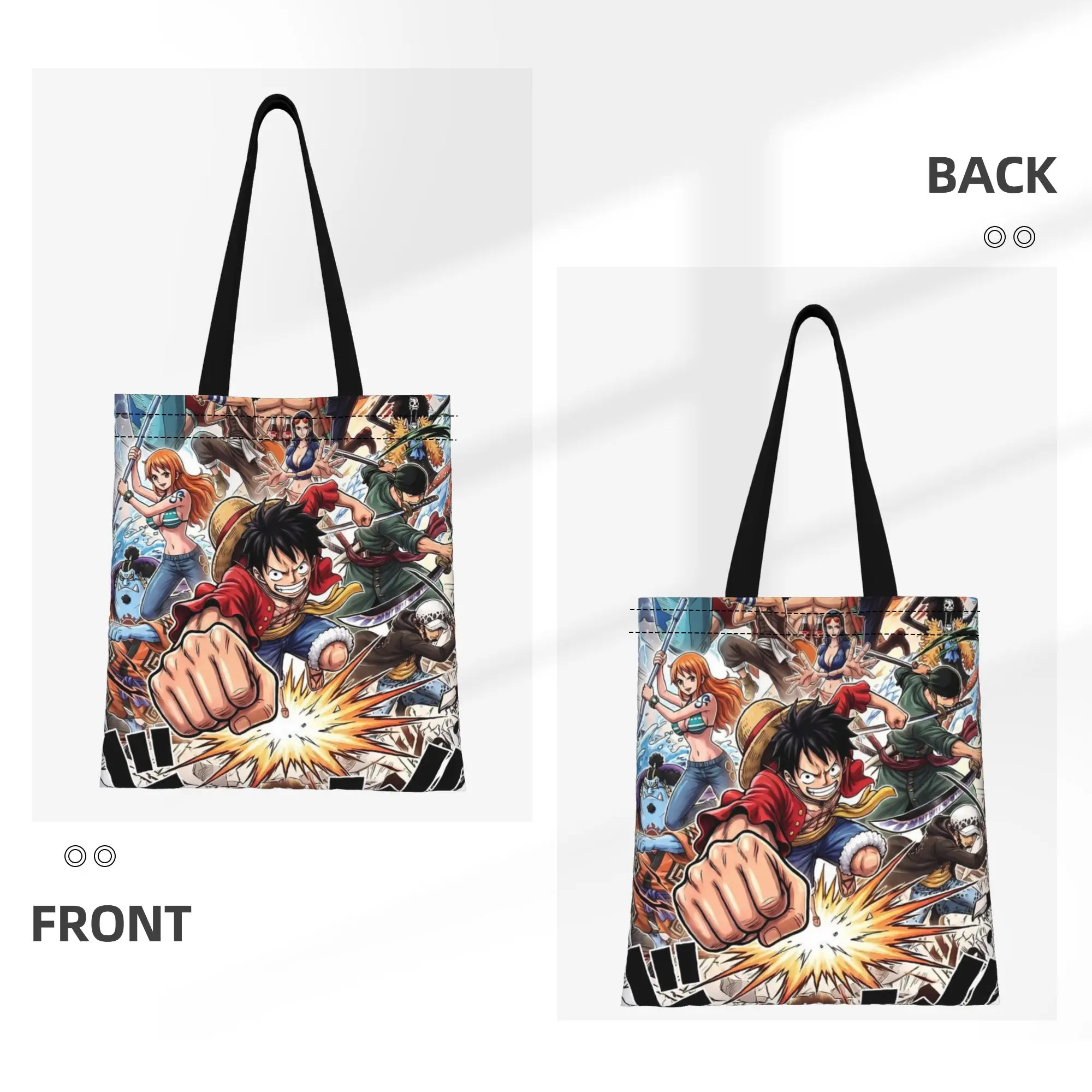 Back to school season Luffy (3) One Piece Canvas Tote Bag Perfect for Shopping Women's Top-Handle Bags - view 2