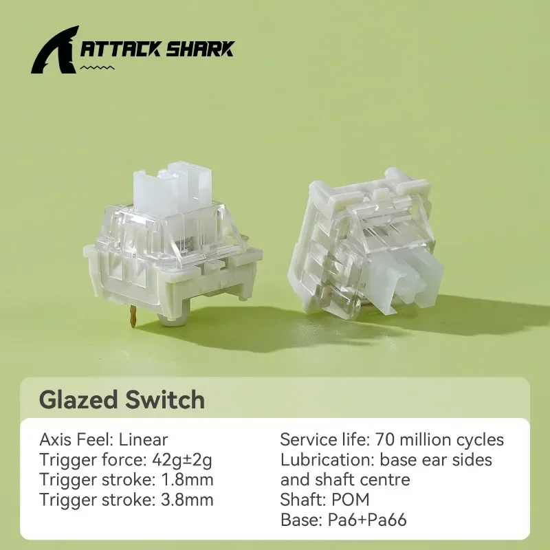 ATTACK SHARK DIY 42gf Plug and Play mechanische Tastaturschaft, lineare Tasten, Mahjong-Tonwelle, Lucite-Schaft, Schlüsselschalter, 100 Stück