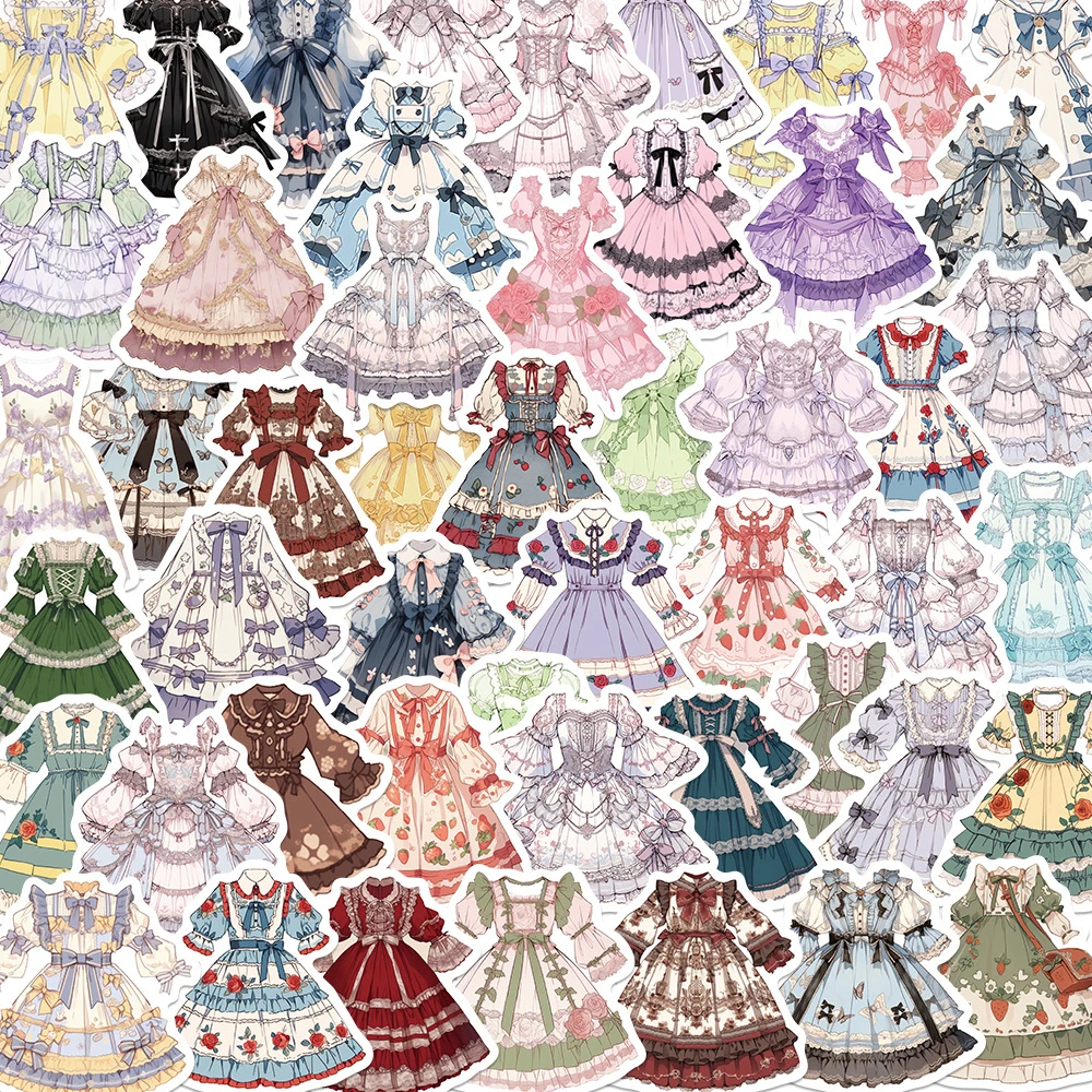 

10/30/50pcs Kawaii Anime Lolita Girl Dress Cartoon Aesthetic Stickers Decals Fridge Laptop Suitcase Guitar Decoration Sticker