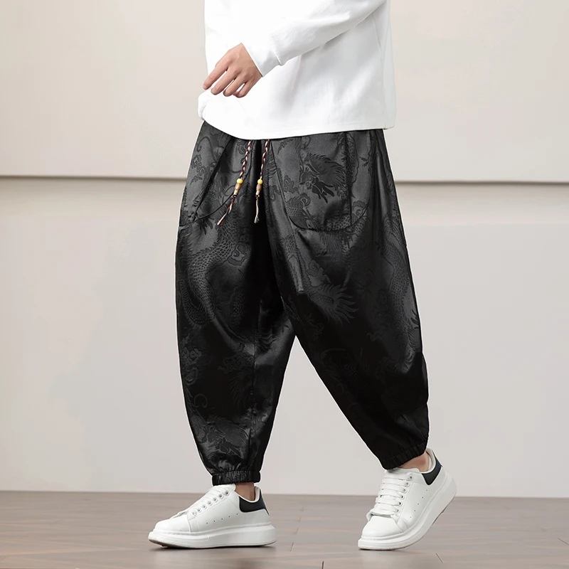 

Men Pants Oversized Casual Wide Leg Harem Pants Streetwear Jogging Pants Men Elastic Waist Baggy Trousers Vintage Large Size 5XL