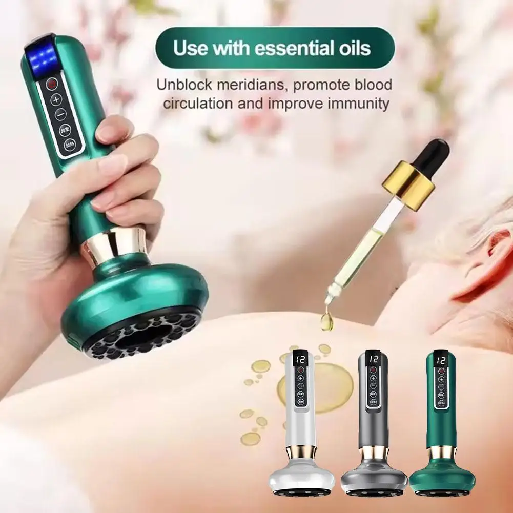 Massageador elétrico de vácuo Cupping, Pressão Negativa Escova de dragagem, Sem fio, Microcorrente Inteligente, Meridiano Infravermelho, O9A5