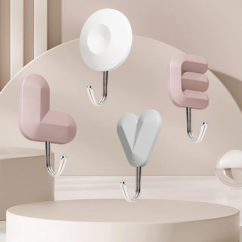 LOVE Plastic Letter Hook Creative No Punch Dorm Bedroom Bathroom Kitchen Door Back Wall Adhesive Hook