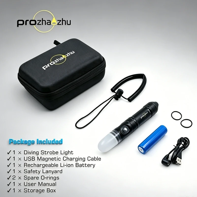 DL-XS06 4000 Lumen Rechargeable 21700 Battery LED Strobe Diving IP68 100M Depth Signal Light for Wreck Diving-HDF