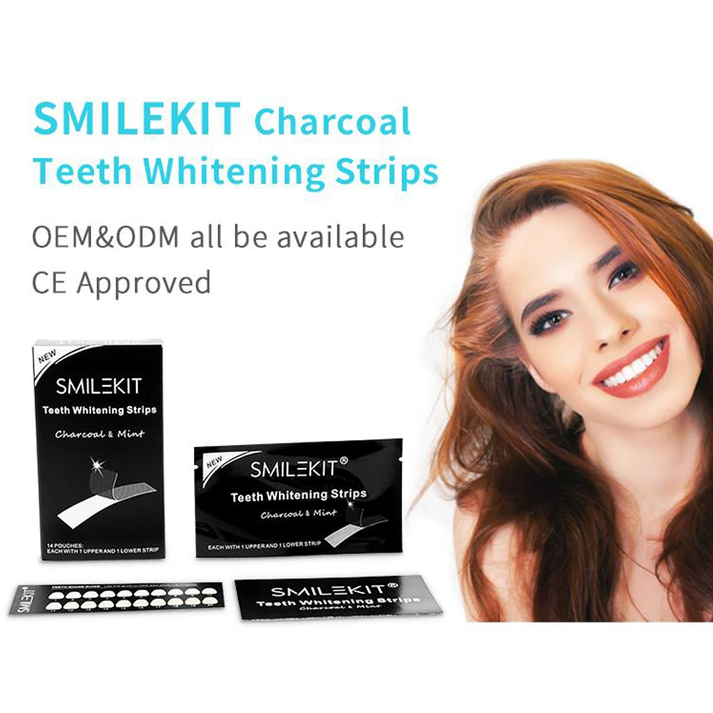 7 Pairs Bamboo Charcoal Whitening Teeth Strips Mint Scented Teeth Cleaning Teeth Whitening Oral Care for Adult Enamel White Tool