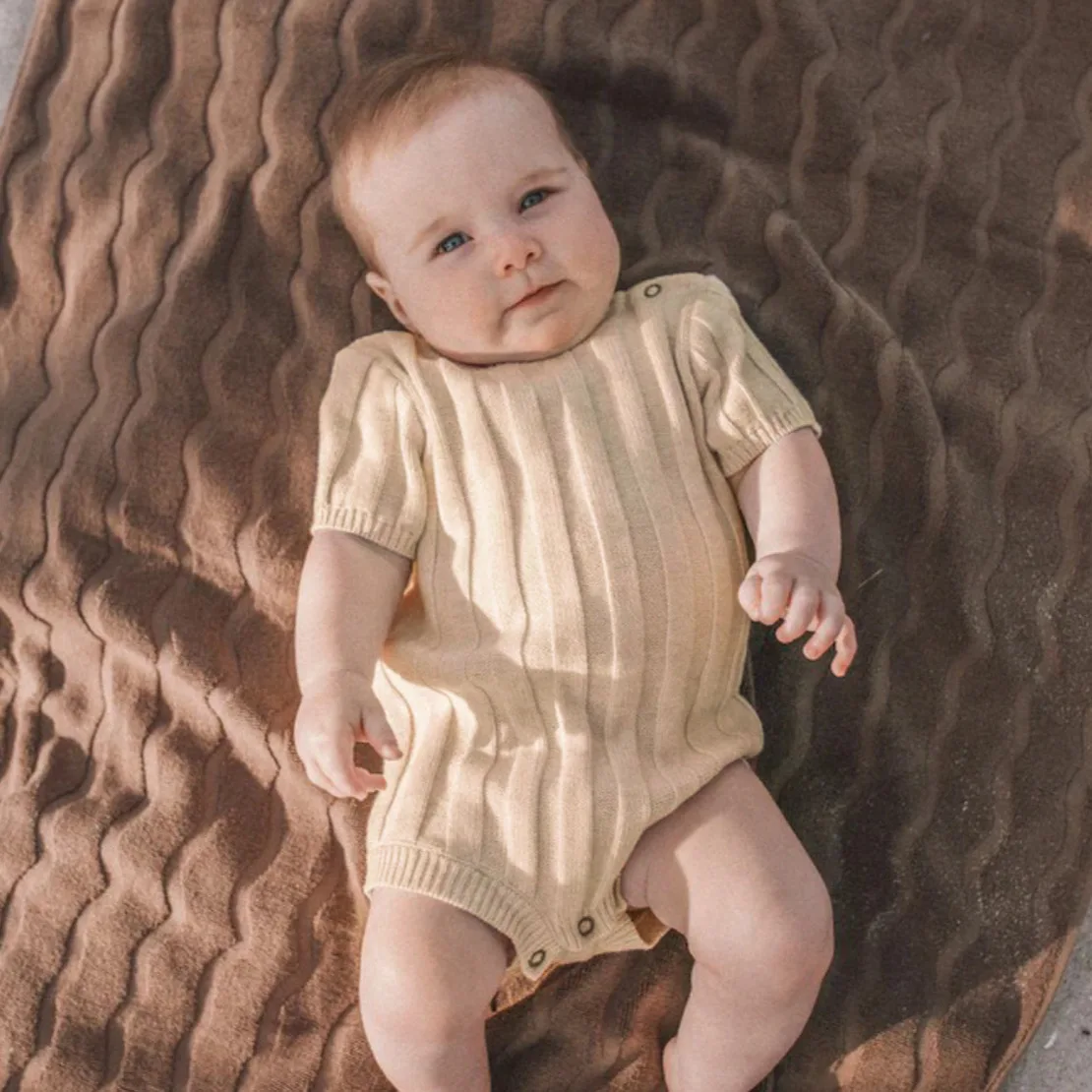 2025 Spring Summer New Baby Short Sleeve Knitted Bodysuit Infant Girl Boys Ribbed Jumpsuit Newborn Toddler Casual Clothes 0-24M
