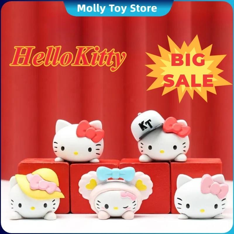 5 pçs/set sanrio hellokitty anime figura conjunto ornamentos kawaii mini bonito dos desenhos animados figuras desktop ornamentos decorativos brinquedos presentes