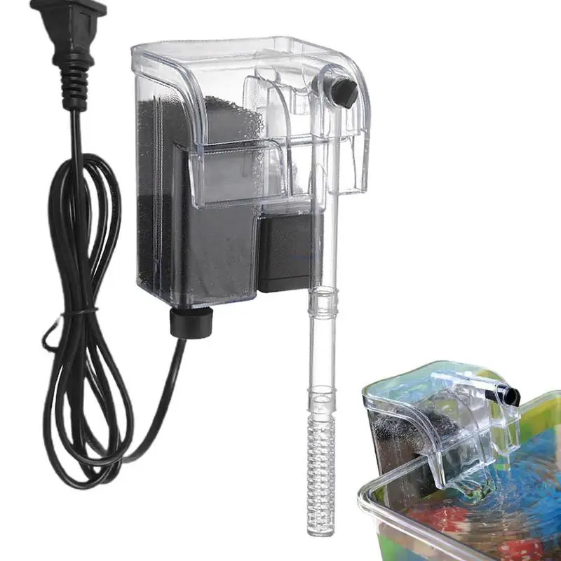 Aquarium Waterfall Filter Small Aquarium Filter Oil Skimmer Adjustable Water Flow Remove Oil Stains Fast Filtration For