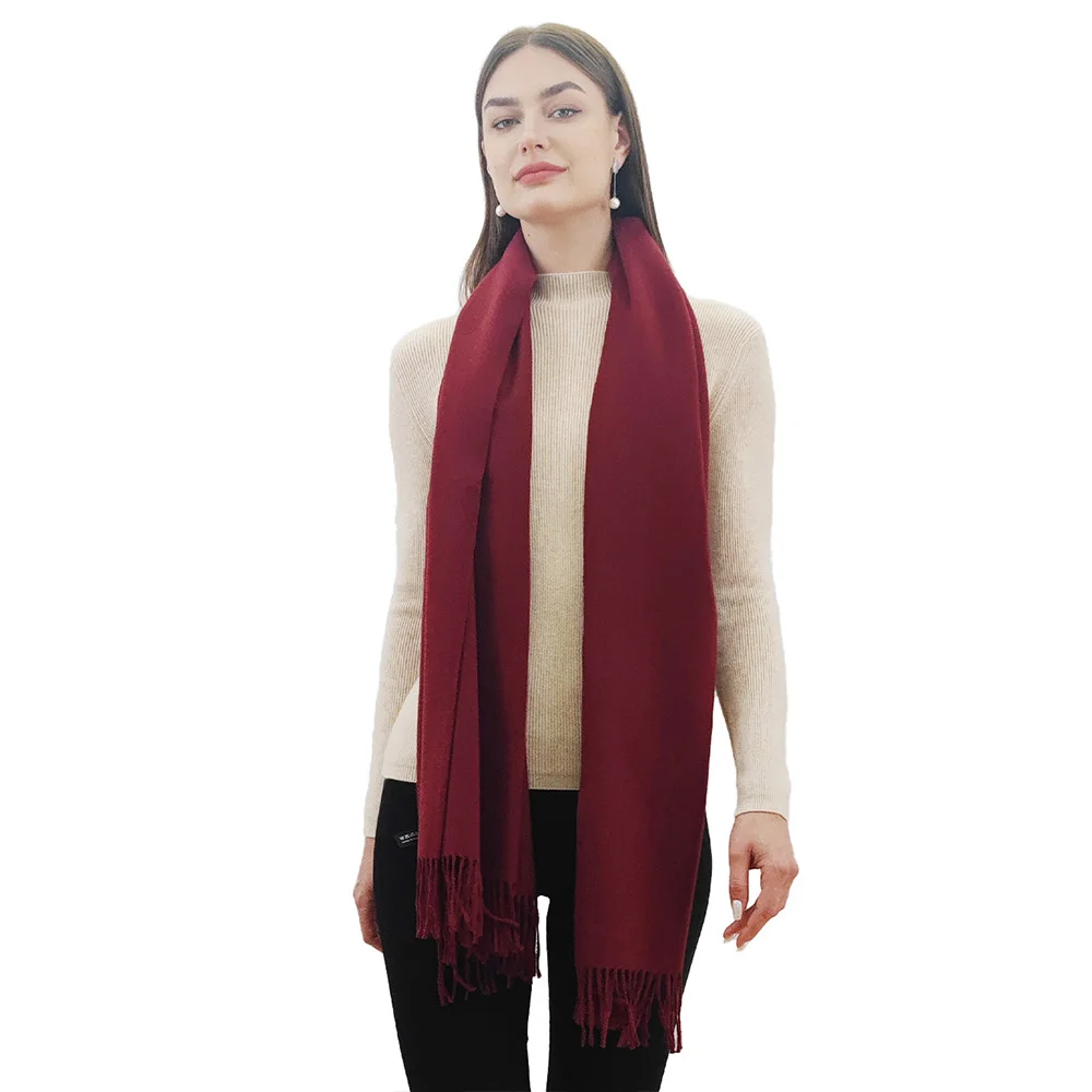 200×70cm Pashmina Solid Color Thick Cashmere Scarf for Women Large Size Winter Warm Shawls And Wraps Bufanda Female with Tassels