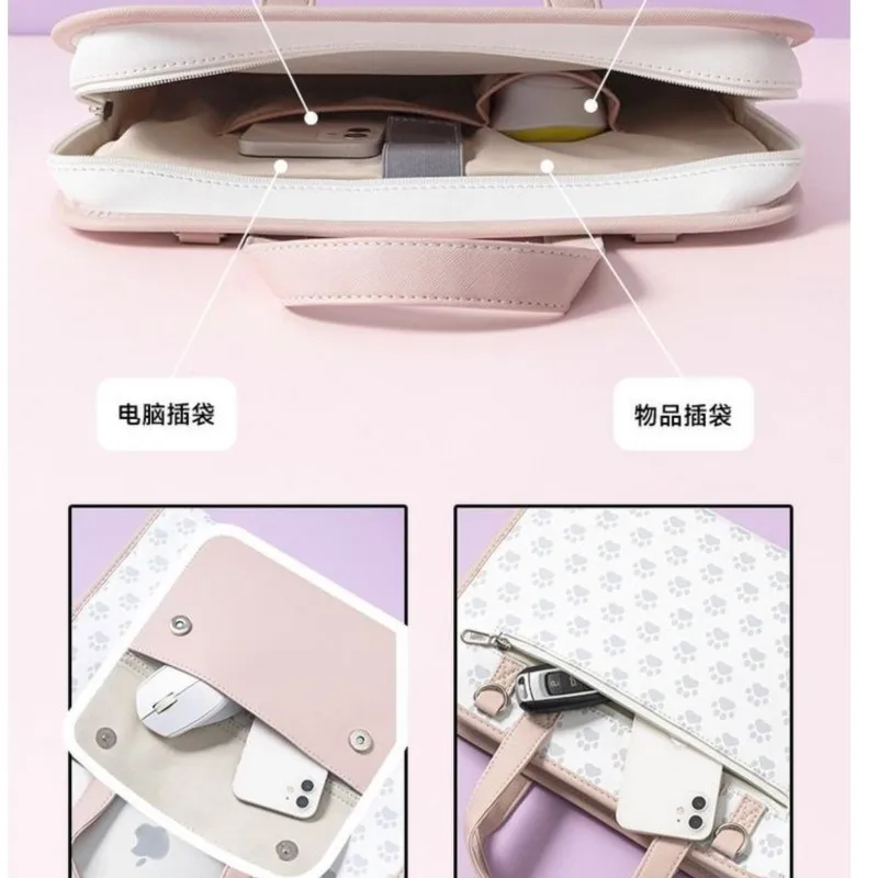 Ins Cute Pink Laptop Bag Sleeve Shoulder Carrying Case Macbook Air Pro 13 13.3 14 Inch ASUS Handle Handbag Laptop Case Women