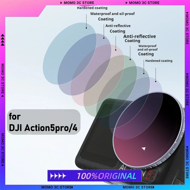 REYGEAK adecuado para DJI Action5pro/4 lente de atenuación ND ajustable cámara de movimiento VND3-5 filtro accesorios de cámara