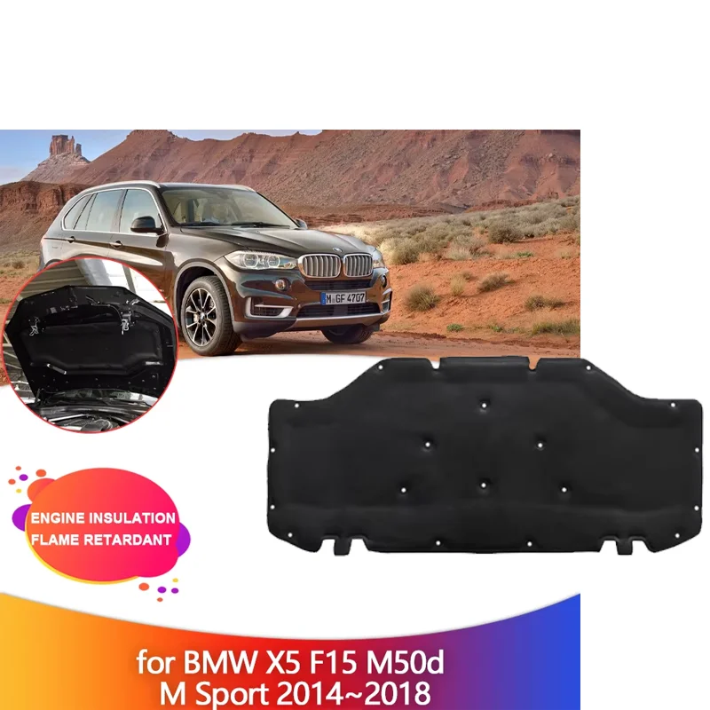 

Car Engine Insulation Mat for BMW X5 F15 M50d M Sport 2014~2018 Hood Heat Sound Liner Cotton Pad Soundproof Cover Accessories