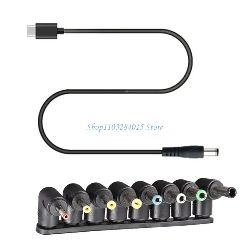 R6FF USB C to DC5521 5.5x2.1mm Adapter Cable 3.3ft 8 Tips Wide Compatibility PD5-20V