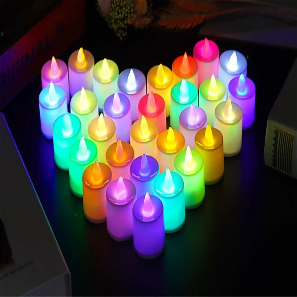 Flameless Led Candle Light Battery Powered Bright Color Lamp Blinking Row Long Lasting Decoration Lights Battery Not Included