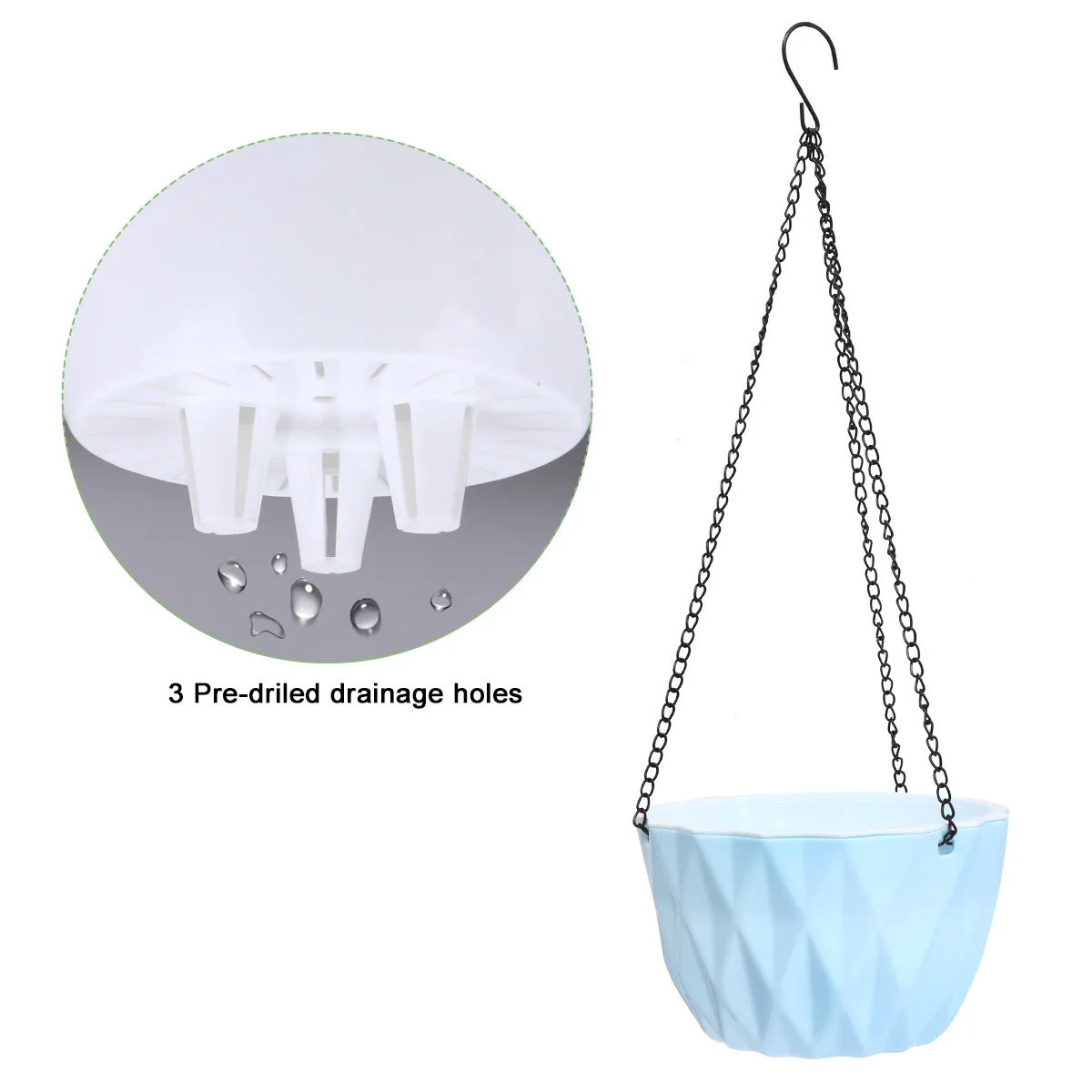 

1Pcs Hanging Flower Pot Plastic Automatic Water Absorption Durable Indoor Plant Pot Breathable Design Clear Water Level Floor