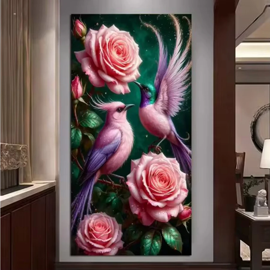 Diamond Painting Kits For Adult&Beginners DIY 5D Diamond Art Paint With Round Diamonds Full Drill Flowers And Birds Painting Kit