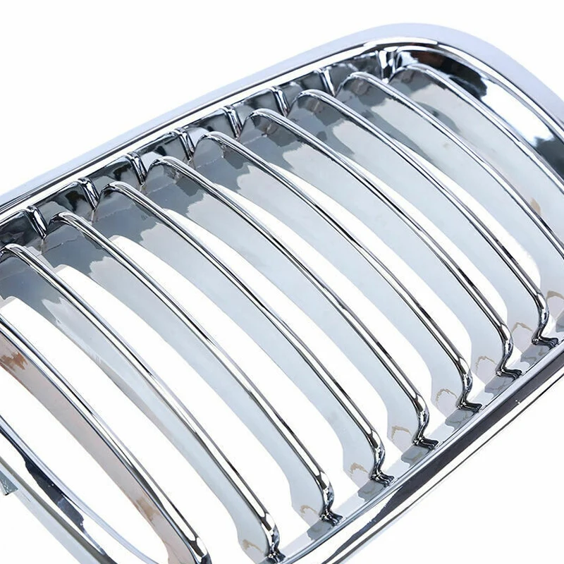

2X Chrome Front Hood Kidney Grille Grill For BMW 1998-2001 E46 320I 323I 325I 328I 330I 4-Door Sedan