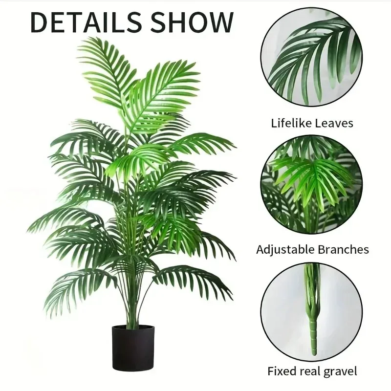 1pc 2026New Premium Latest Large Artificial Tropical Palm Tree Realistic Green Leaves Indoor Outdoor Garden Patio Poolside Decor