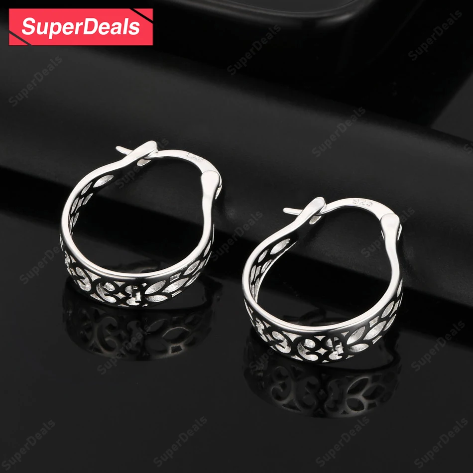

SuperDeals 925 Sterling Silver Hollow Ear Clip Earring Women Elegant Jewelry Beautiful Wedding Birthday Party Gift Accessories