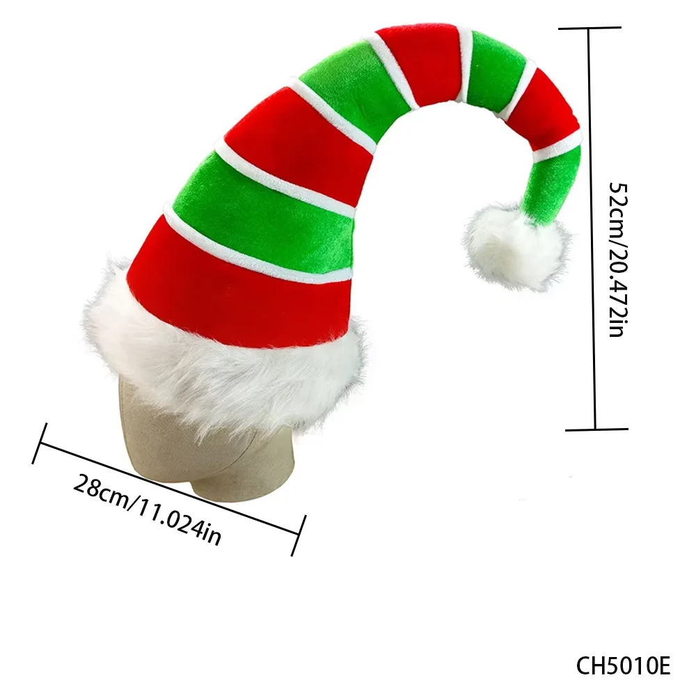 قبعات قزم عيد الميلاد من PESENAR، قبعة حلوى من الفرو الصناعي مخططة طويلة لإكسسوارات أزياء حفلات عيد الميلاد #4