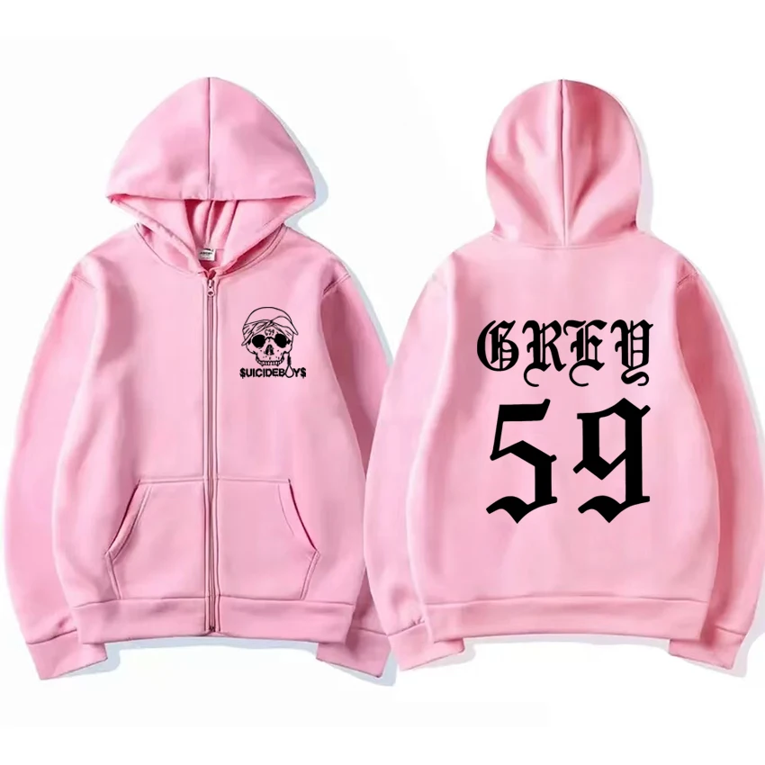 Rock band Suicideboys Grey 59 skull Graphics Zipper Hoodie coat Men Women vintage streetwear Unisex Fleece Jacket Sweatshirt