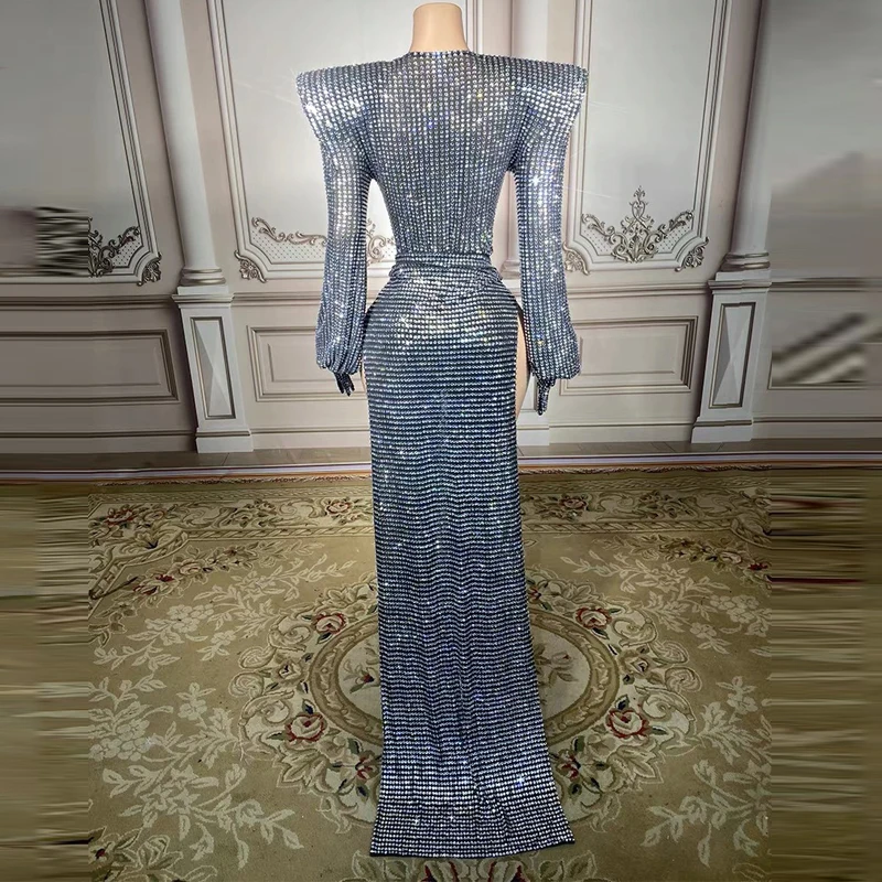 Vestido de noche con diamantes de imitación ostentosos para mujer, vestido de fiesta para celebración, vestidos de Festival, Bar, club nocturno, disfraz de Gogo, traje de escenario XS9554