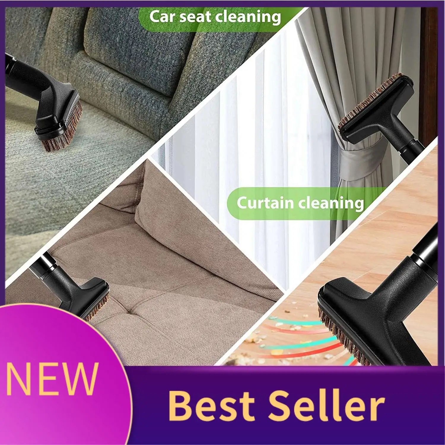 ABLU-2 Pcs 1.25 Inch Square Horse Hair Dust Brush Dust Tool Dust Care Soft Bristle Cleaner Vacuum Brush Attachment 1-1/4 Inch
