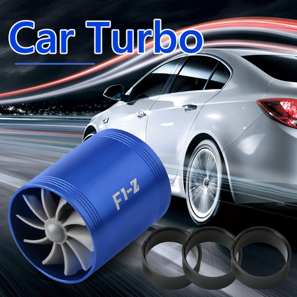 Fuel Oil Saver Fan Turbo Kit Pipe Hose Kit Intake Air Filter Car Air Intake Double Turbine Refit Turbo Gas Car Accessories