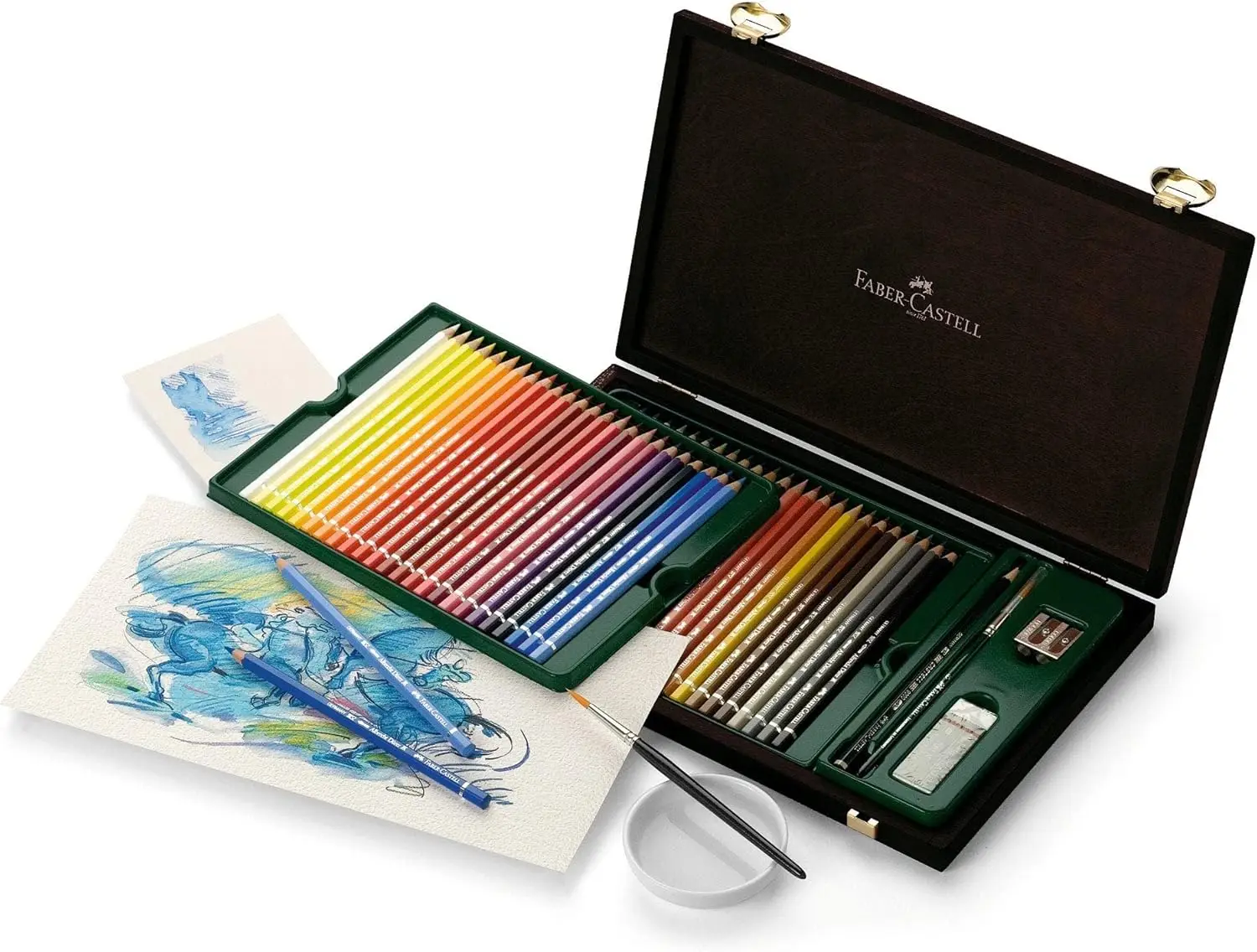 

Набор акварельных карандашей премиум-класса из 48 предметов с деревянным футляром и аксессуарами для художников