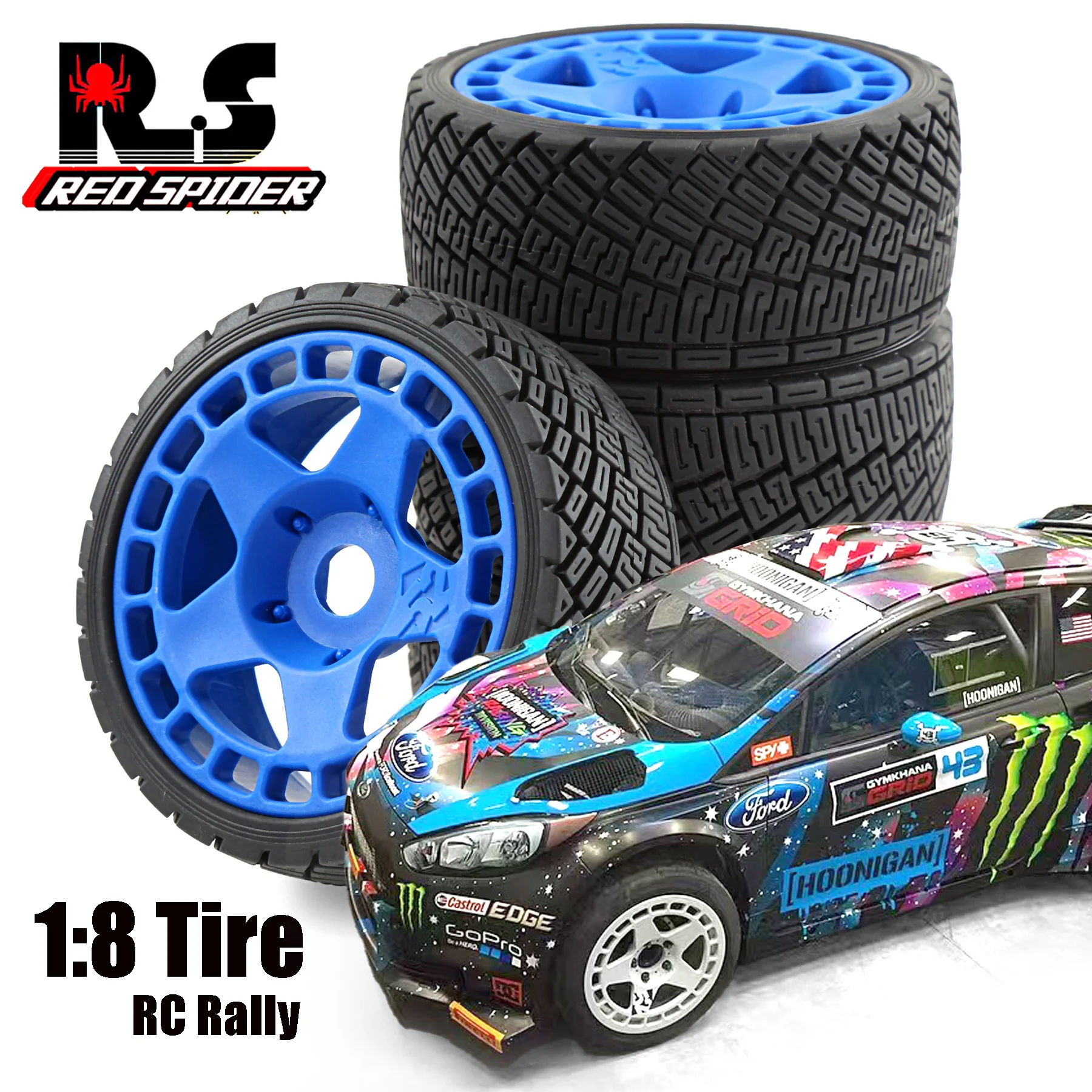 RS 1/8 Rally wheels Tires For WRC Raytheon KM Simulation Citroen C3 Flying God Mustang RC Car W197