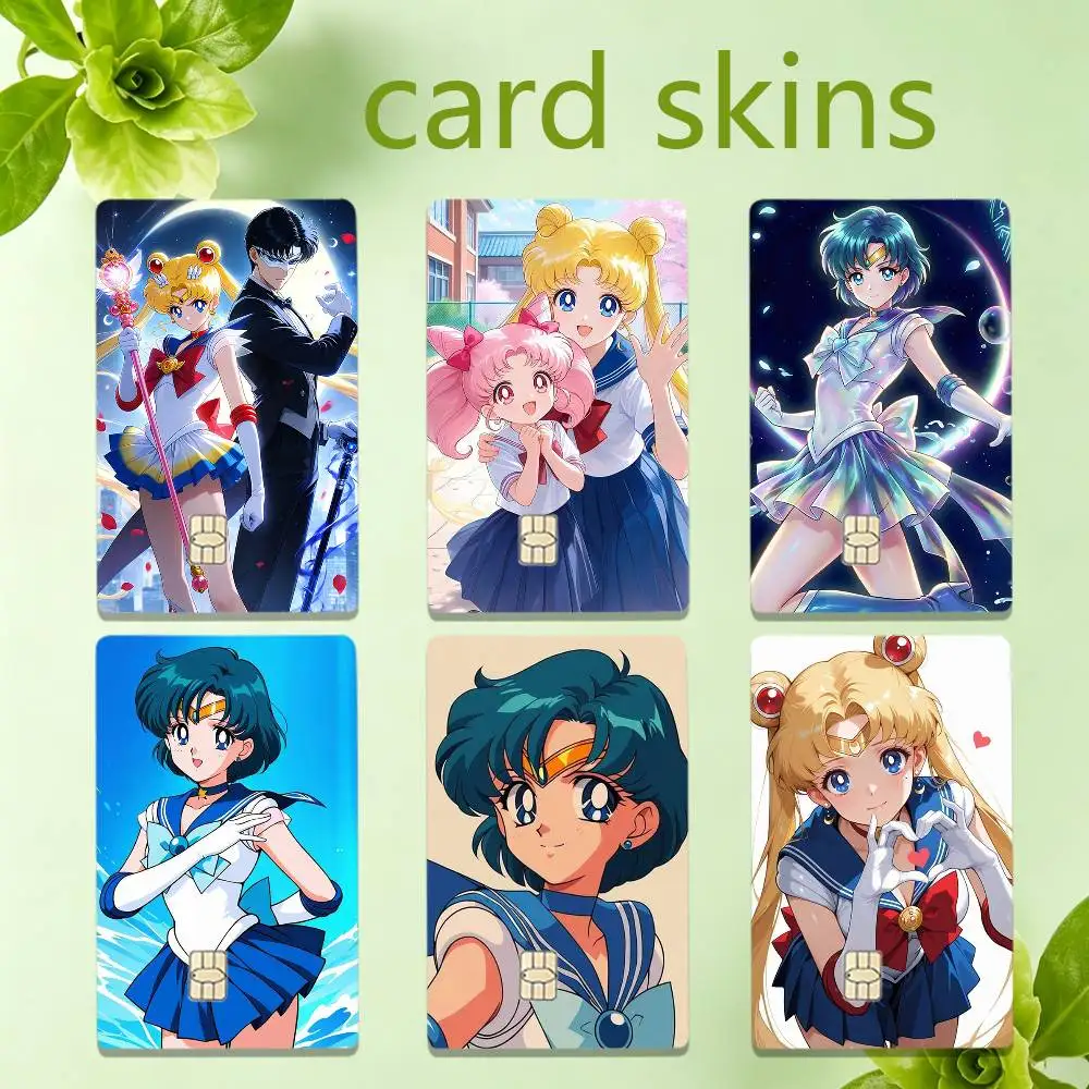 

S-Sailor Moon 4pcs 1Set HD Waterproof Card Skins Protective Stickers for Credit Bank Game Cards